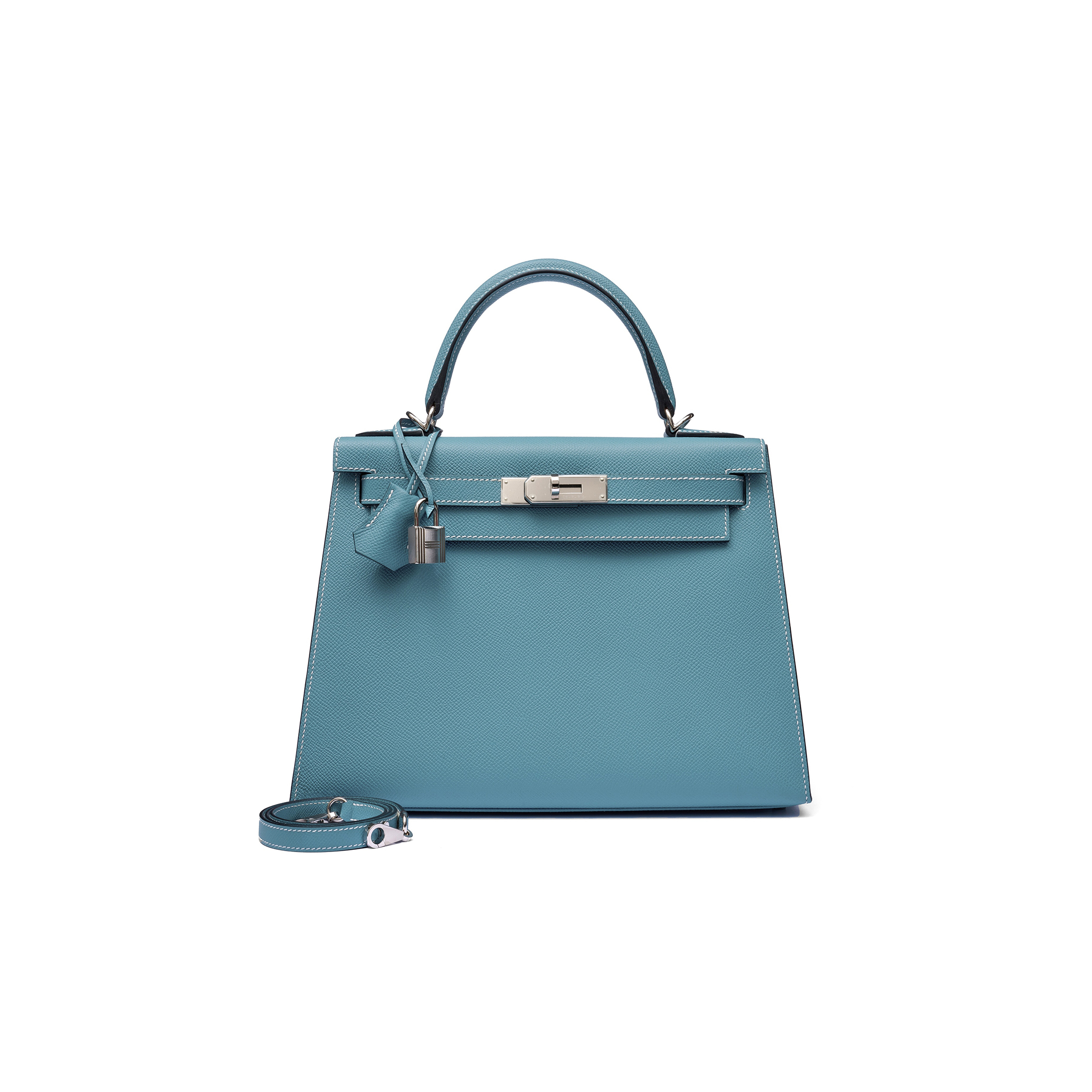 H**mes bleu jean epsom kelly 25 sellier palladium hardware (25*17*7cm)